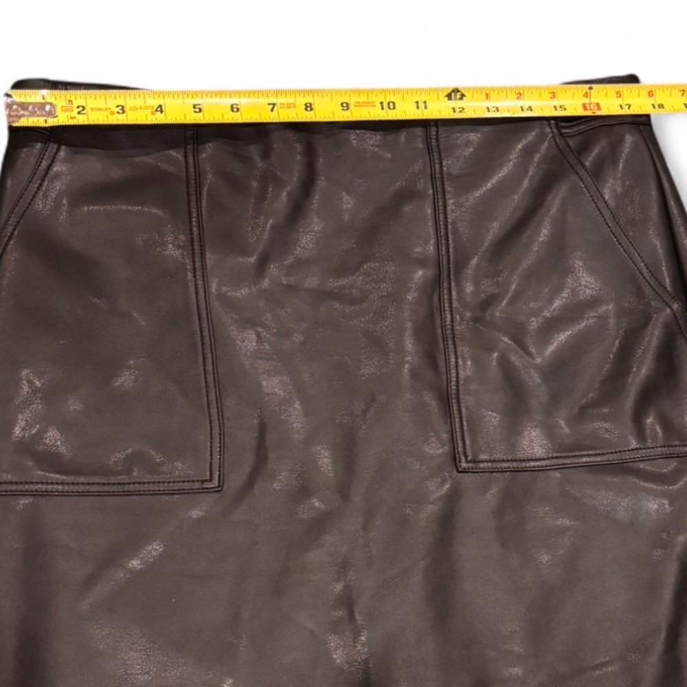 Banana Republic Faux Leather Pencil Skirt Black High-Waist Career Slit Skirt 14 - Picture 6 of 9